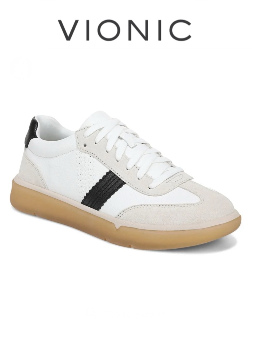 Vionic Leather City Walk Sneaker White Black 8 Wide